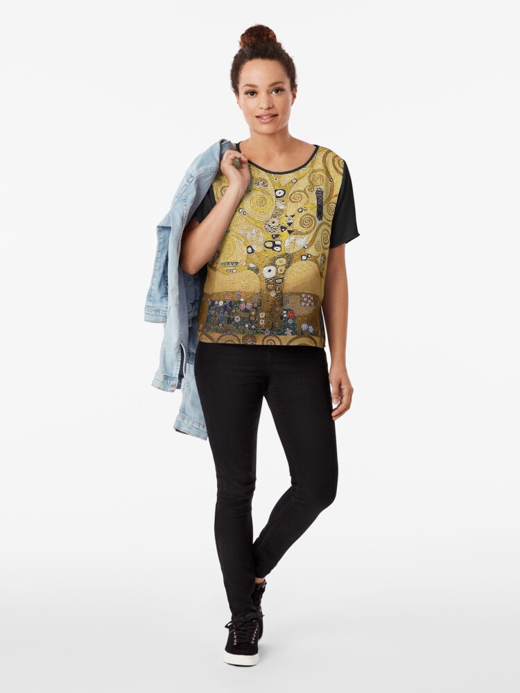 Alternate view of Gustav Klimt Owl in a Tree Chiffon Top