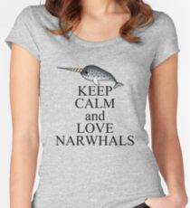 Keep calm and love narwhals Women's Fitted Scoop T-Shirt