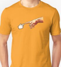 Funny 8bit Nerd & Geek Humor (Creation of Adam Parody) Unisex T-Shirt
