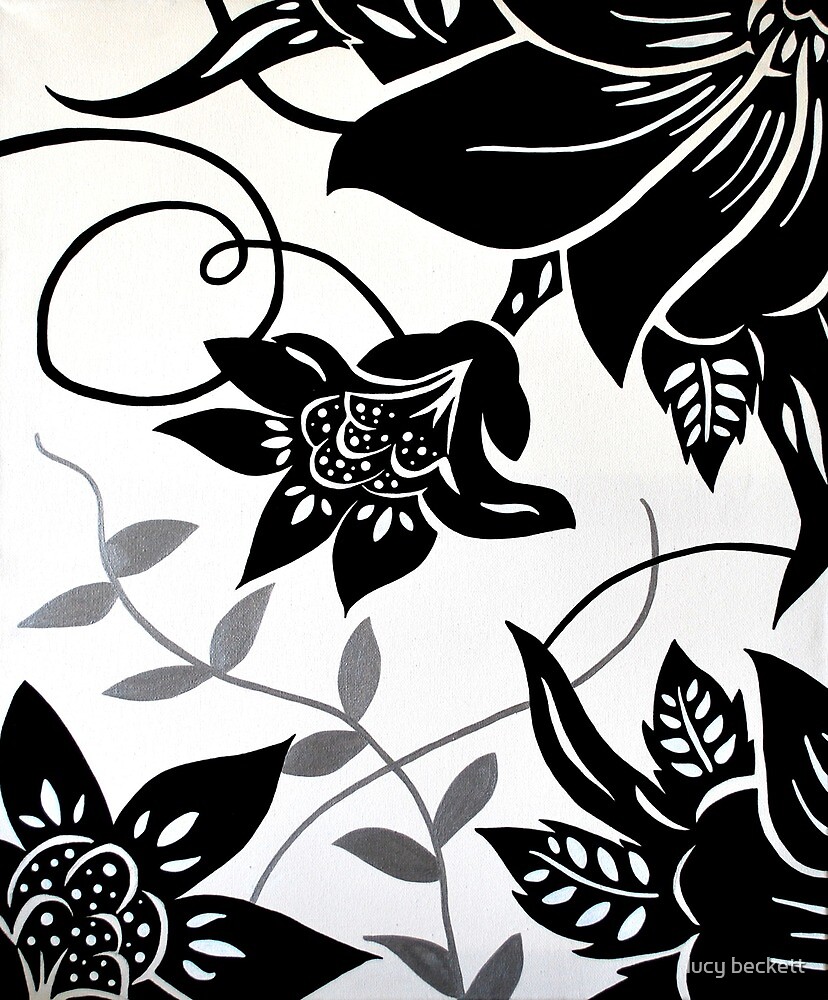 "black and white flower print " by lucy beckett | Redbubble