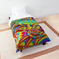 Psychedelizard Psychedelic Chameleon Colorful Rainbow Lizard Comforter