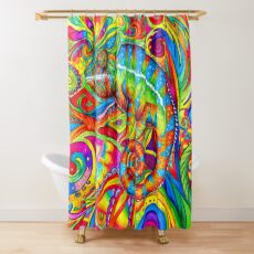 Psychedelizard Psychedelic Chameleon Colorful Rainbow Lizard Duschvorhang