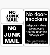 "No door-knockers" door sign, "No junk mail" letter box sign Sticker