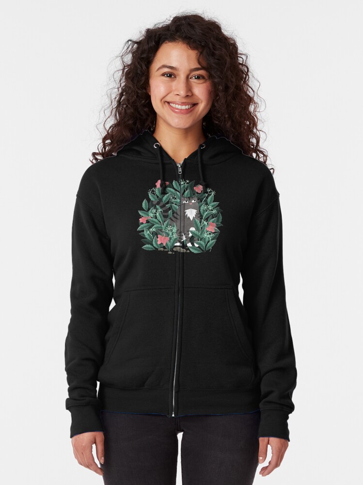 Alternate view of Butterfly Garden (Tabby Cat Version) Zipped Hoodie