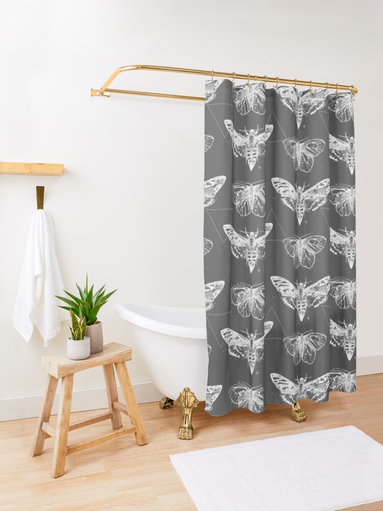 Alternate view of Geometric Moths - inverted Shower Curtain