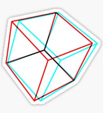 3D Red-Cyan Cube Sticker