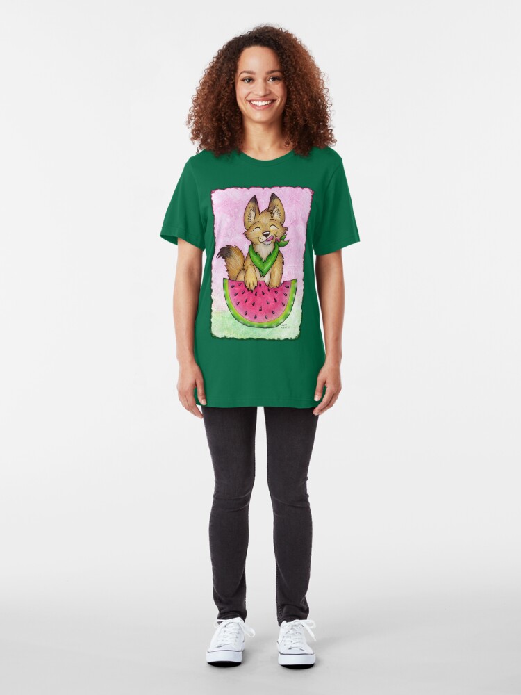 Alternate view of Melon Coyote - Clothing and Stickers! Slim Fit T-Shirt