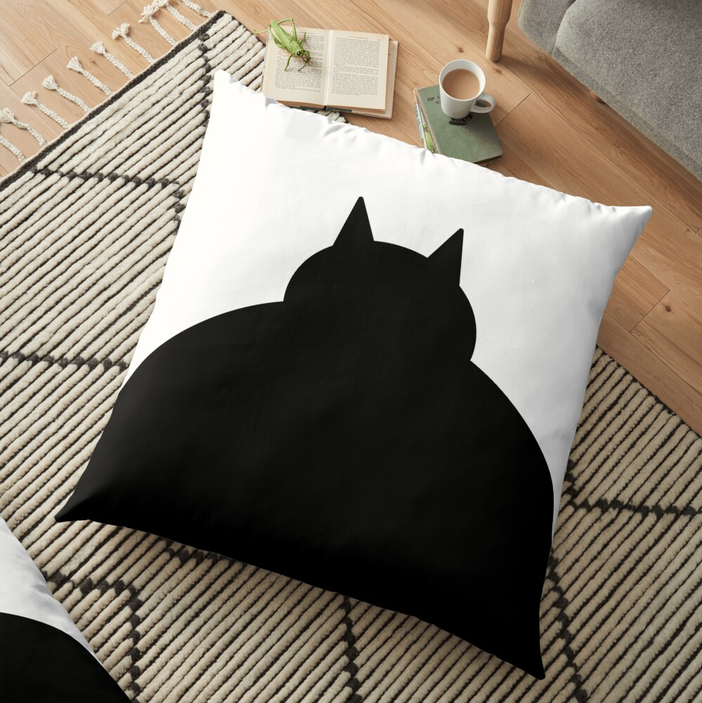 Fat Black Cat Floor Pillow
