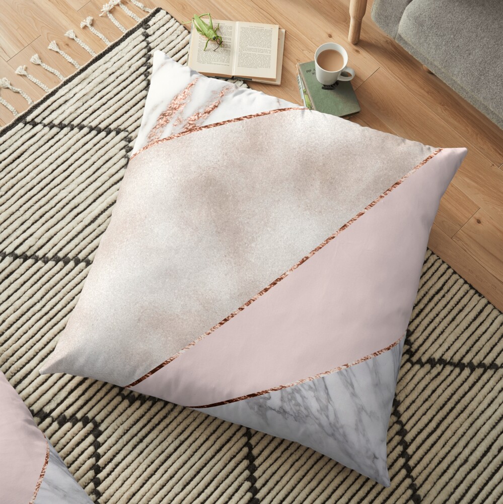 Spliced mixed rose gold marble Floor Pillow