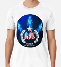 Camiseta premium 4 de julio bandera de América de fuegos artificiales del día de la independencia