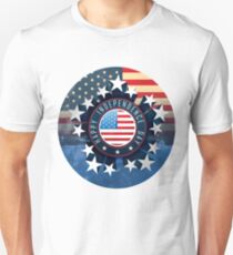 Camiseta ajustada 4 de julio bandera de América de fuegos artificiales del día de la independencia