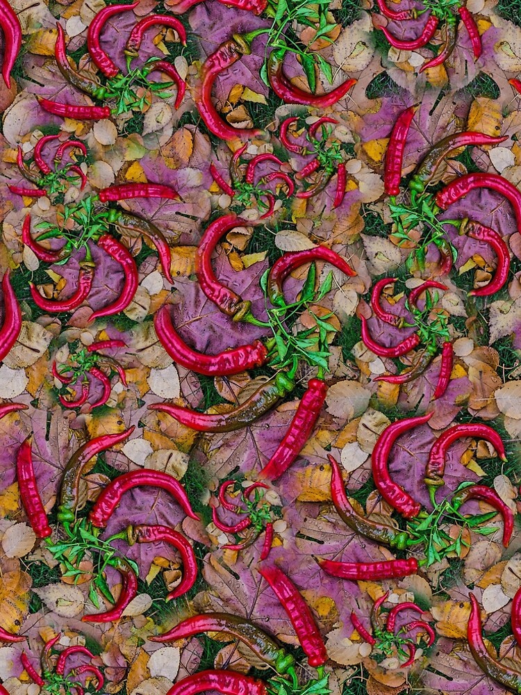 HOT SUMMER PEPPERS ON AUTUMN LEAVES by JeffBossler