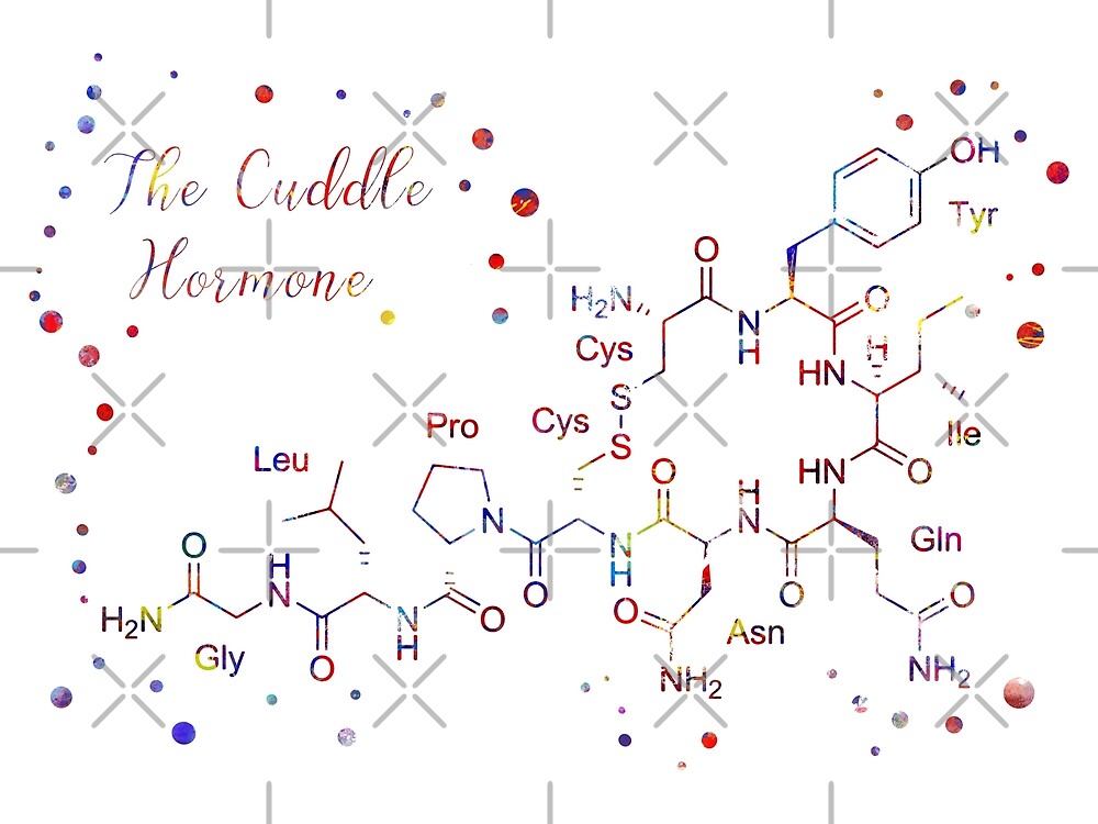 "The Cuddle Hormone, Oxytocin molecule, Oxytocin" by Rosaliartbook