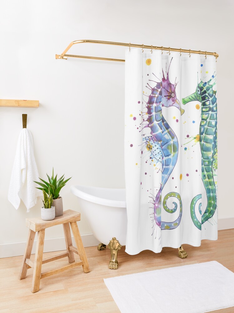 Alternate view of Guardians of the Sea - Seahorse Shower Curtain
