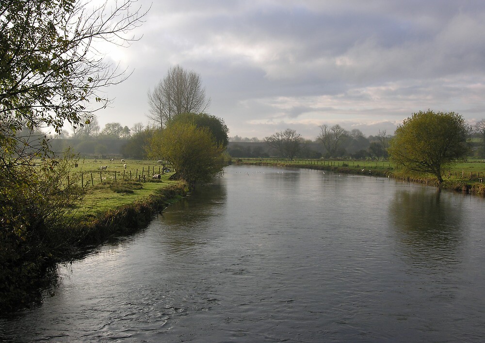"A river in winter the Itchen below St Cross, Winchester, southern