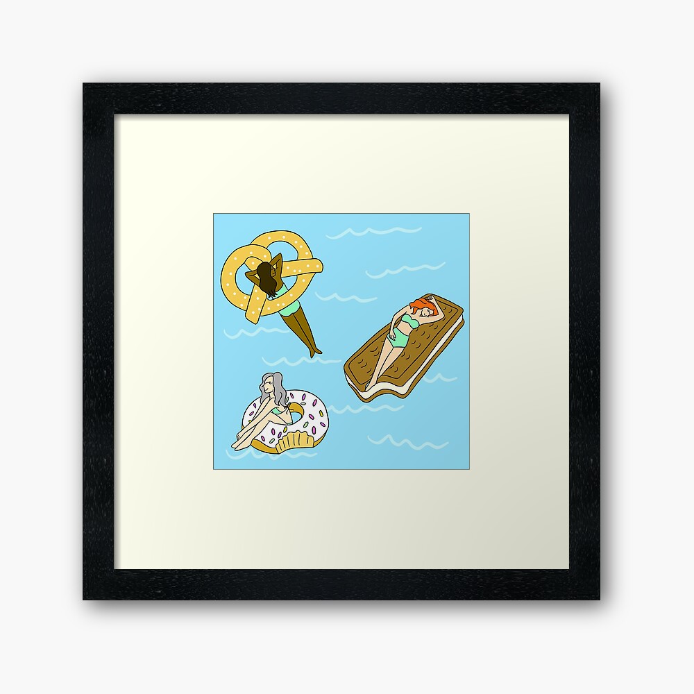 Foodie Pool Party Framed Art Print