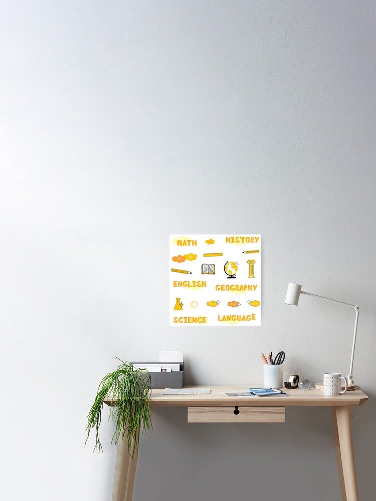 Yellow School Subjects Sticker Pack Poster