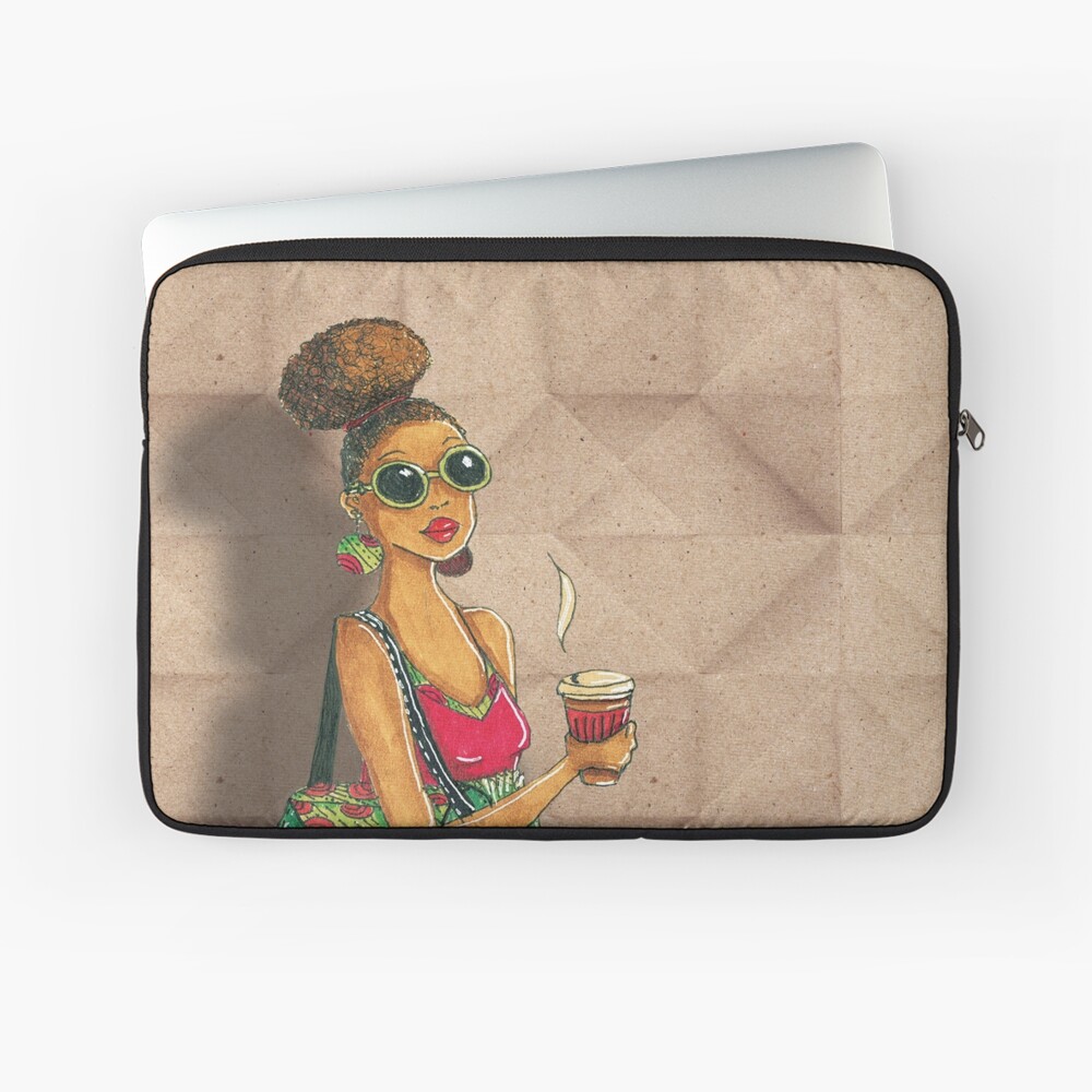 Modern African woman- Morning coffee Laptop Sleeve