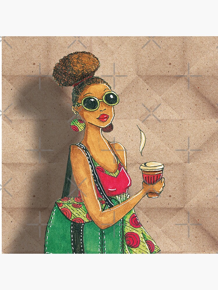 Modern African woman- Morning coffee by cardwellandink