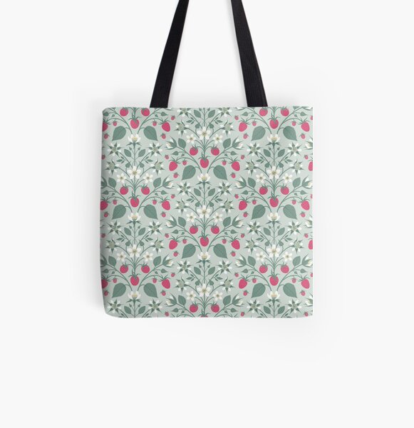 Raspberry All Over Print Tote Bag