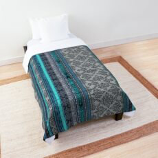 Teal, Aqua & Grey Vintage Bohemian Wallpaper Comforter