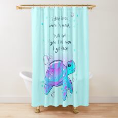 "I don't know where I'm headed" Optimistic Sea Turtle Shower Curtain