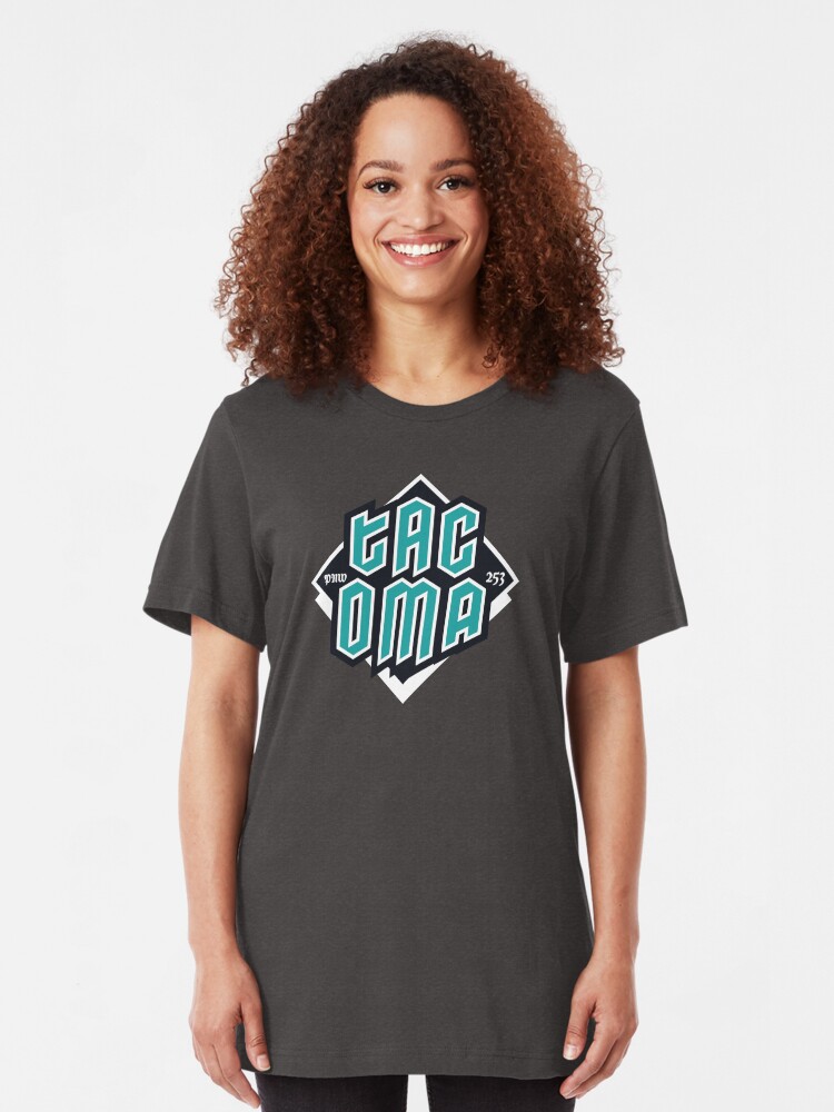 Alternate view of Copy of Tacoma but in teal! Slim Fit T-Shirt