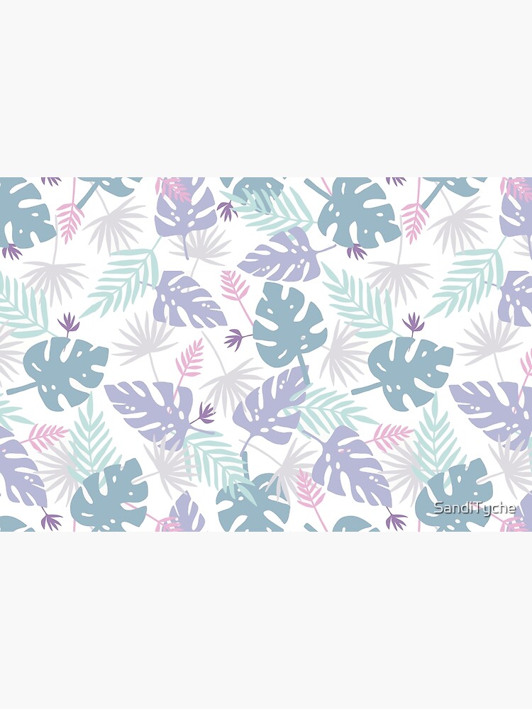 80s Purple Pastel Paradise Tropical Leaves by SandiTyche