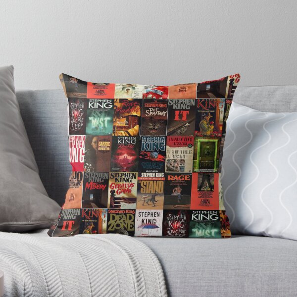 Stephen King Book Cover Collage Throw Pillow