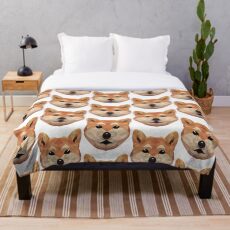 Geometrischer japanischer Shiba Inu Doge Hund Fleecedecke
