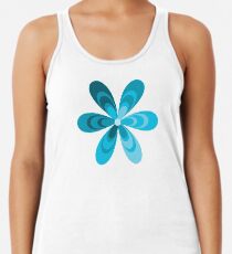 Niedliche psychedelische Retro Blume im Blau auf Pale Aqua, strukturiertes Papier Racerback Tank Top