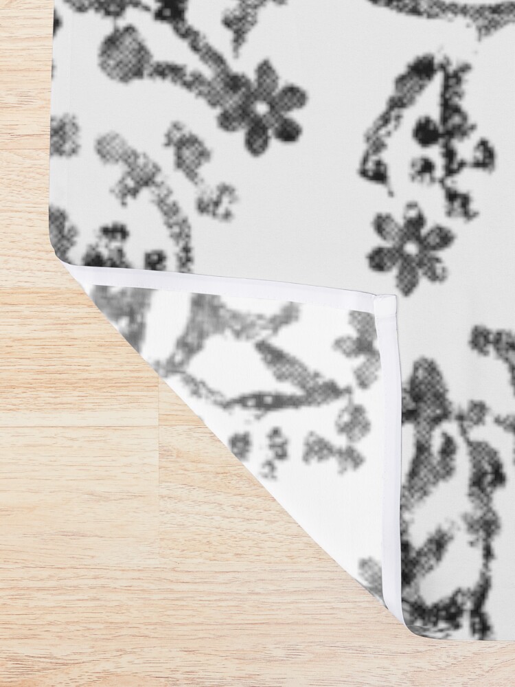 Vintage Distress Black An White Floral Design Shower Curtain By