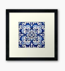 Lámina enmarcada Azulejo Azulejo antiguo estampado de flores