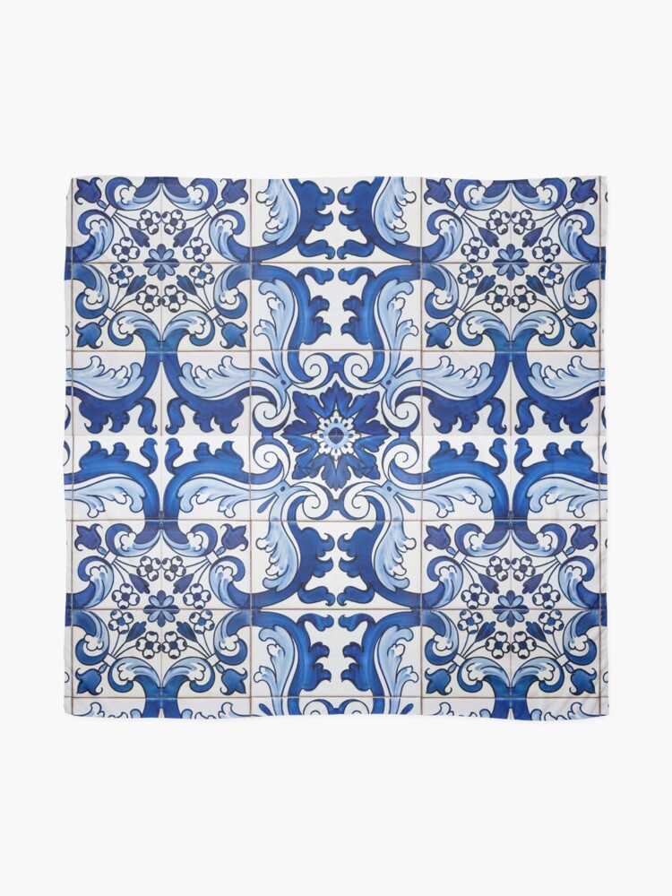 Alternate view of Antique Azulejo Tile Floral Pattern Scarf