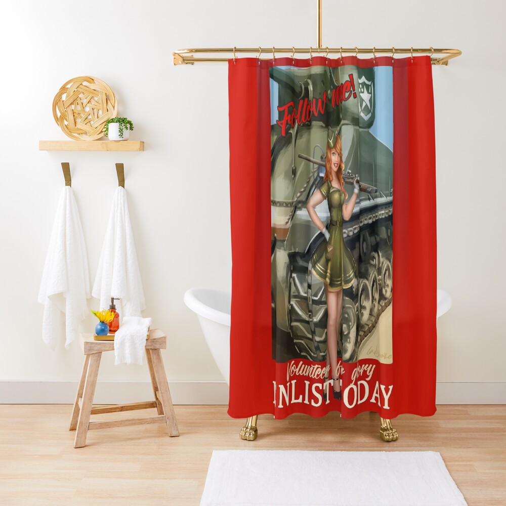 "Enlist Today, Empira Glory, Pin up Girl" Shower Curtain by ladykraken Redbubble