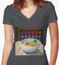 Camiseta entallada de cuello en V Ramen colorido