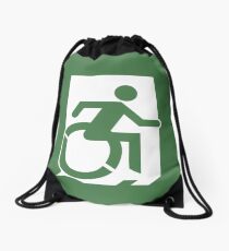Accessible Means of Egress Icon, part of the Accessible Exit Sign Project Drawstring Bag