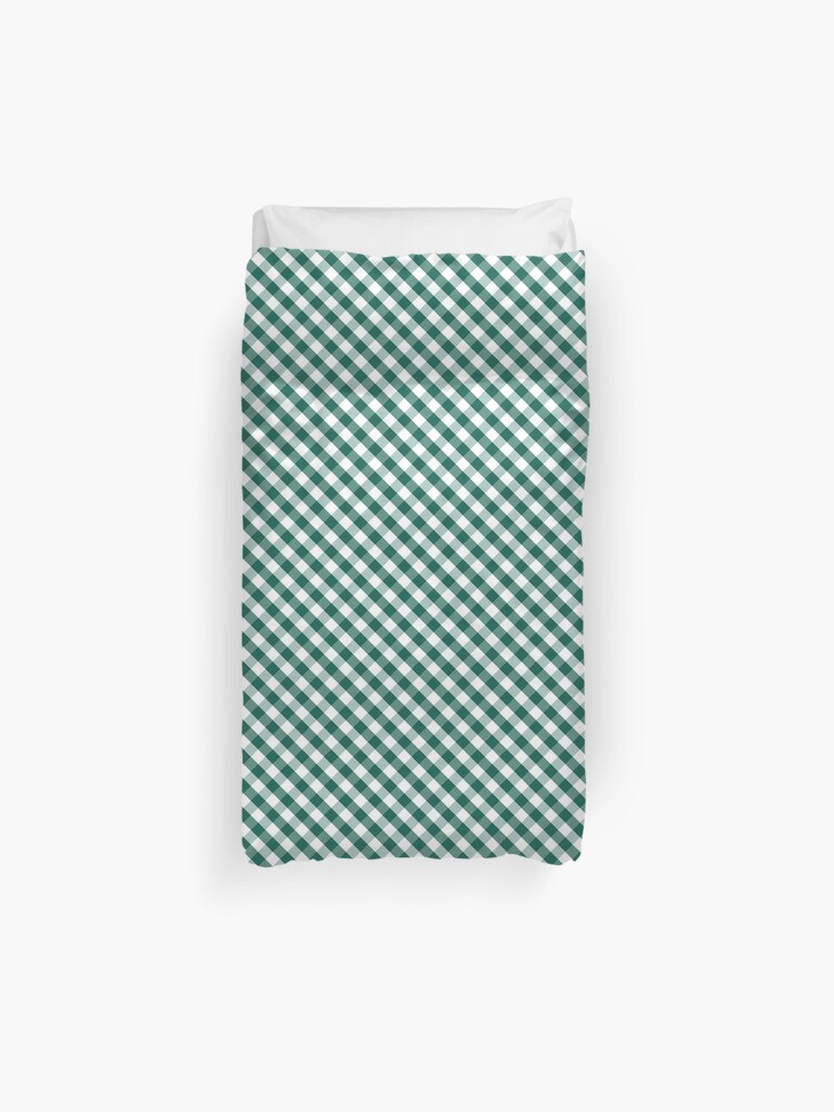 Small Celebration Town Dark Green Gingham Check Duvet Cover By