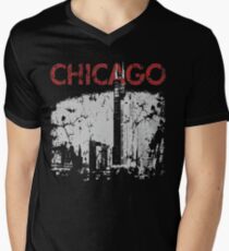 Vintage Chicago Tower Skyline Men's V-Neck T-Shirt