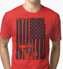 Guantanamo US Flag Political T-shirt. Prisoner behind bars. Tri-blend T-Shirt