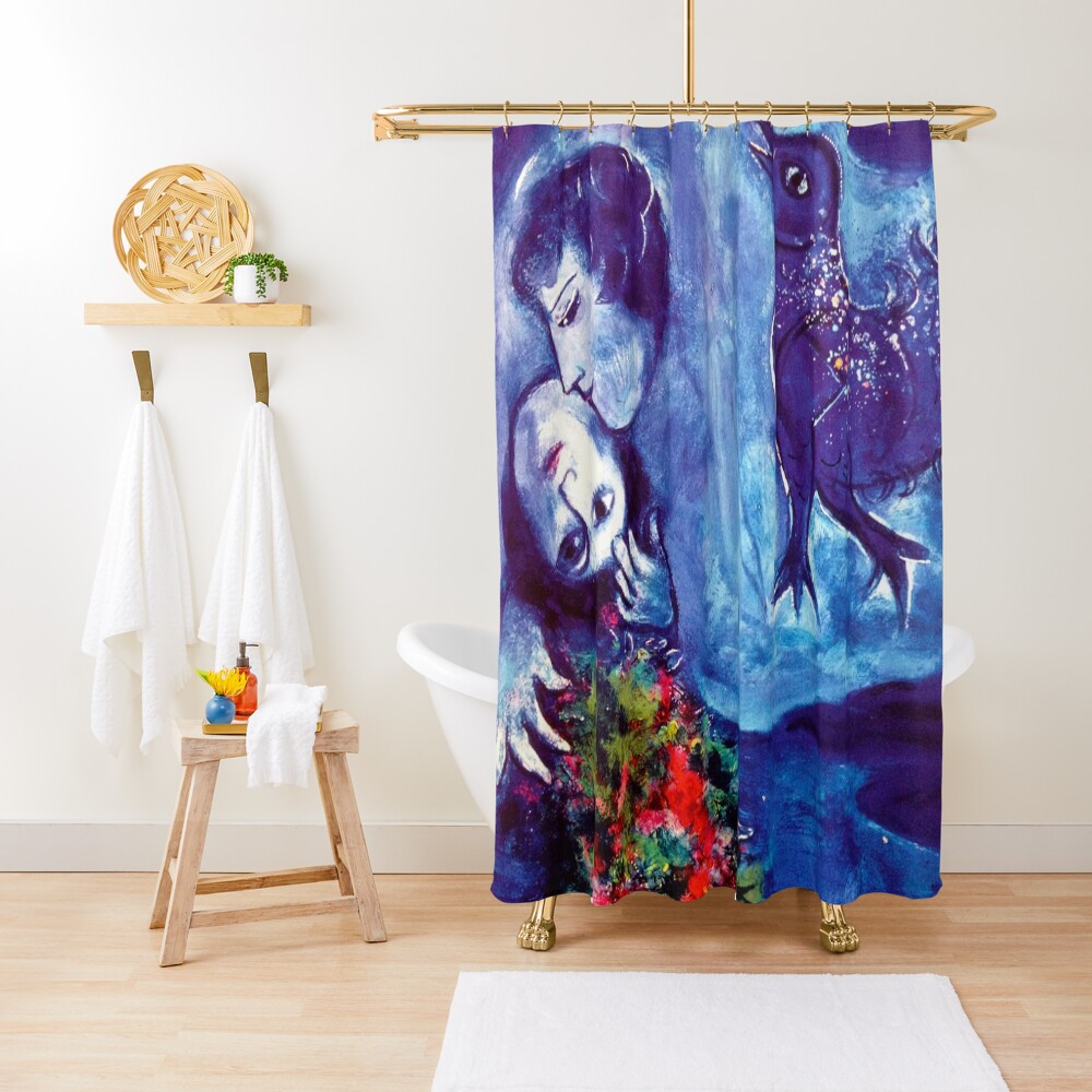 Marc Chagall, Le Paisage Bleu 1949 Artwork, Posters Tshirts Prints Bags Men Women Kids Shower Curtain