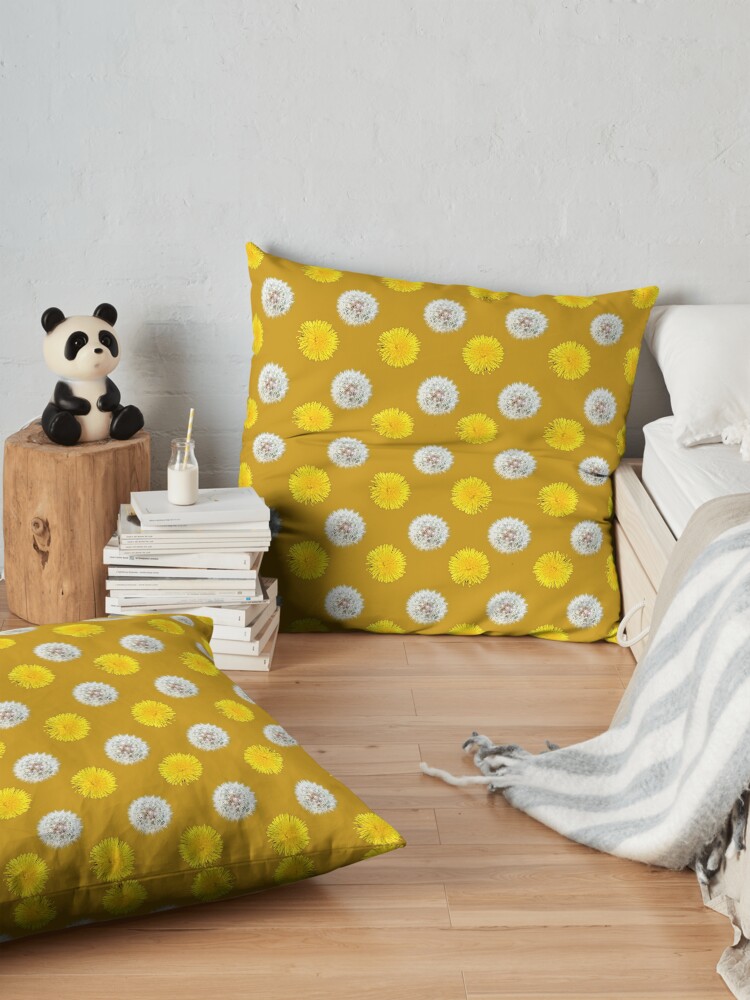 Alternate view of Polka Dandelions Gold Floor Pillow