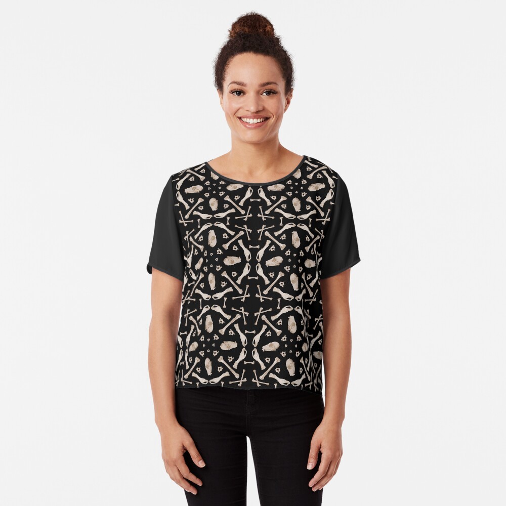 Ruffed Lemur bones Chiffon Top
