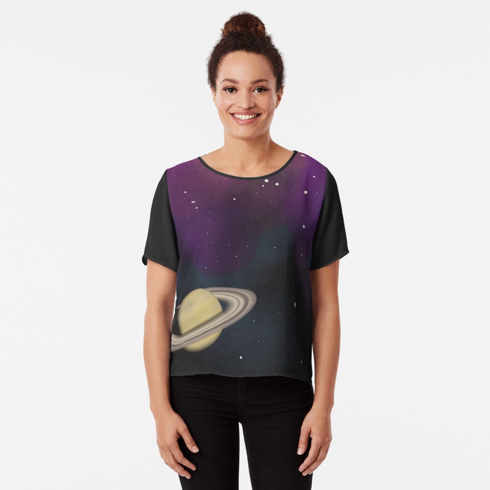 Saturn - Alien Ring Planet and Galaxy Chiffon Top