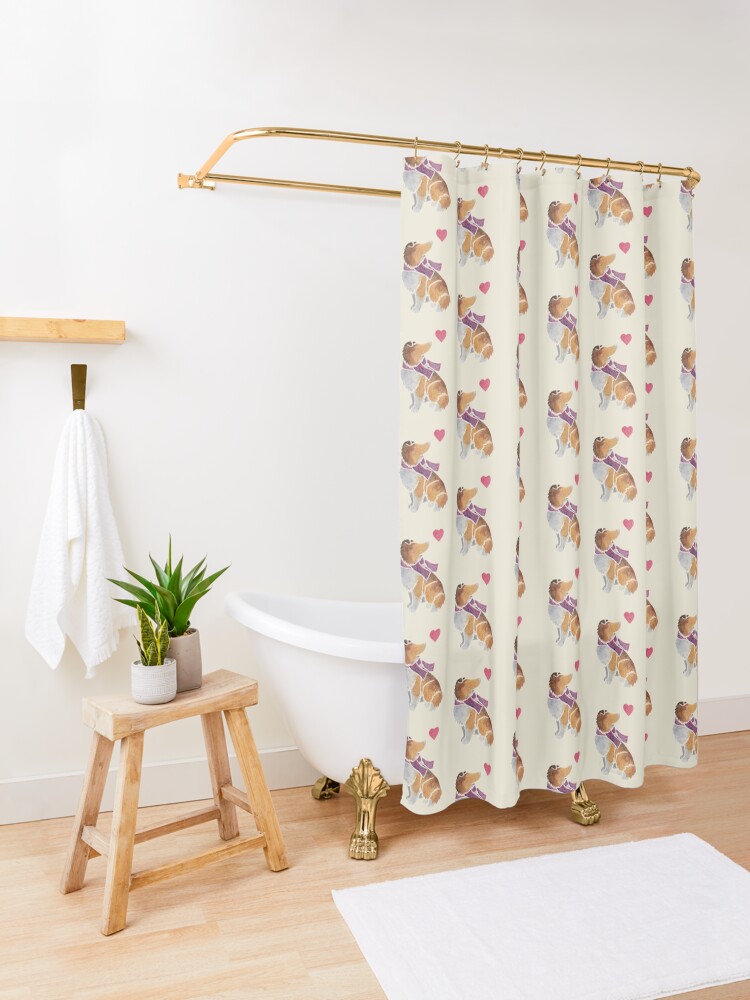 Alternate view of Watercolour Rough Collie Shower Curtain