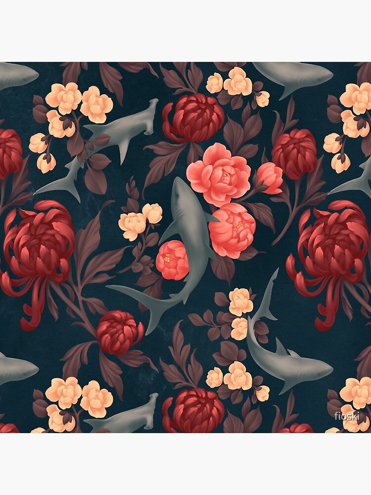 Botanical Shark (Red and Blue) by fioski