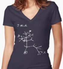 Darwin I Think Tree (White) Women's Fitted V-Neck T-Shirt