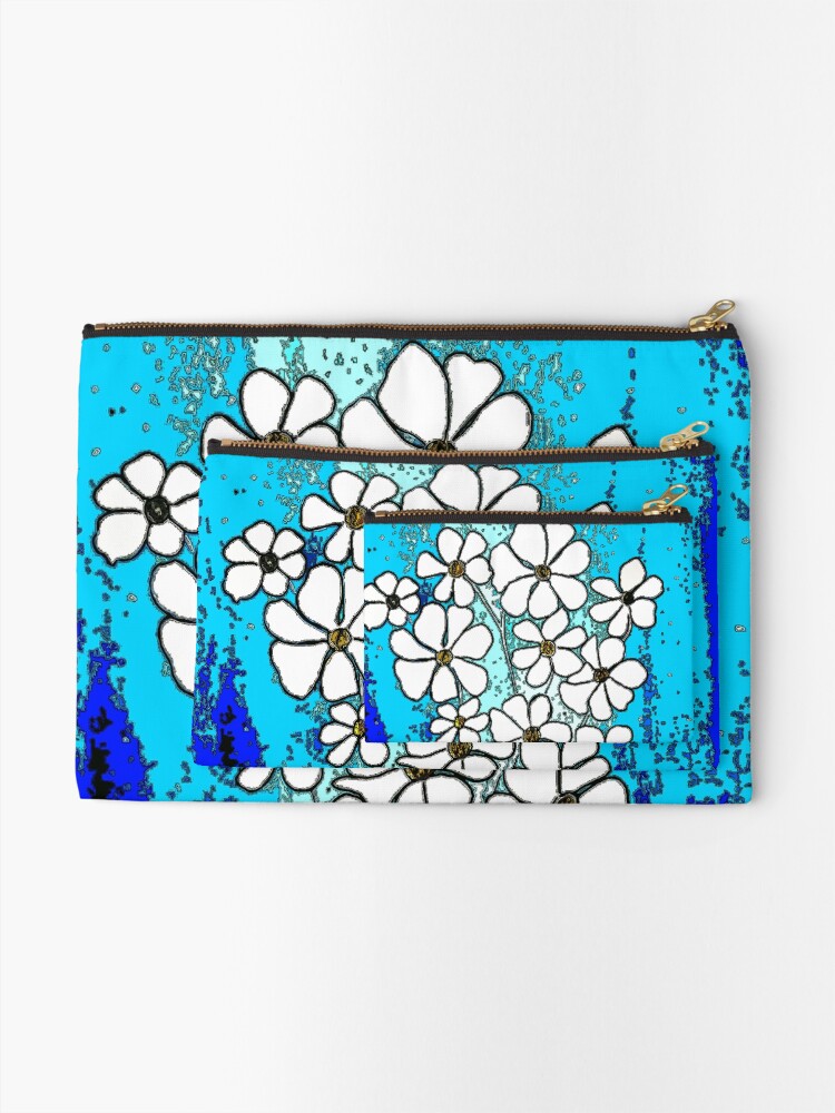 Alternate view of Flowers in Blue Zipper Pouch