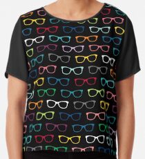 Colorful Hipster Eyeglasses Pattern Chiffon Top
