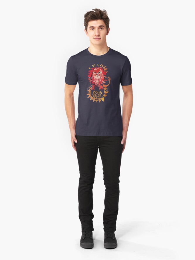 Alternative Ansicht von Löwe, Sonne und Blumen Slim Fit T-Shirt